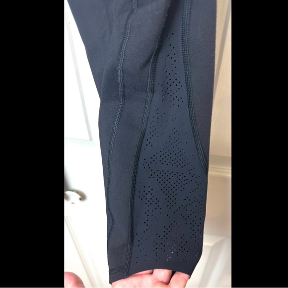 LULULEMON High Times Pants Crop Black Perforated Laser Cut Mesh Rise Near Mint - Picture 8 of 15